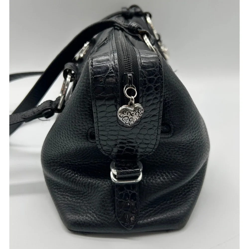 Brighton‎ Satchel Shoulder Bag Handbag Black Pebbled Leather EUC